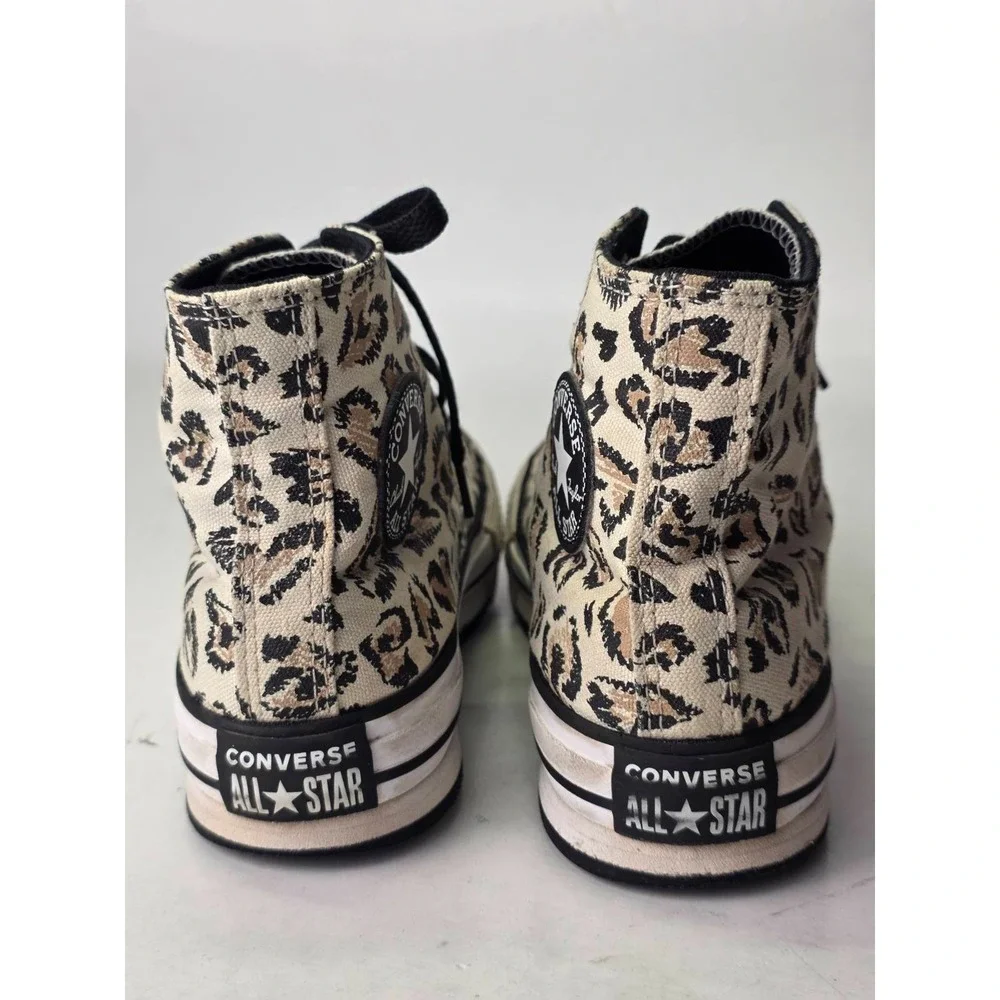 Converse Chuck Taylor Junior Sneakers Size 2 Leopard Print Canvas High Top Shoes